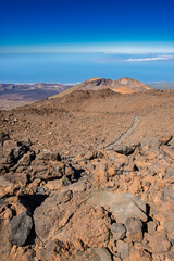 Beautiful mountain landscape in Tenerife with volcanic rock from Pico de Teide.