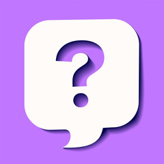 Question symbol speech bubble for quiz, test, knowledge, survey, decision, support, faq, interrogation, solution, information cutout paper vector