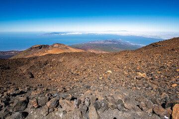 Beautiful mountain landscape in Tenerife with volcanic rock from Pico de Teide.