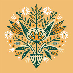 Abstract botanical elements flower design