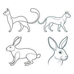 Cute handwriting animal set