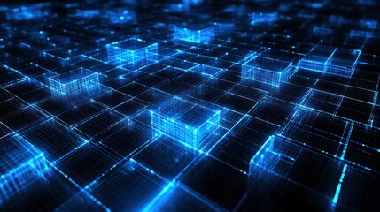 Obraz premium Abstract digital network of glowing cubes