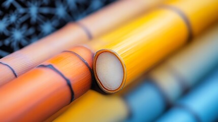 Colorful Bamboo Sticks Close-up