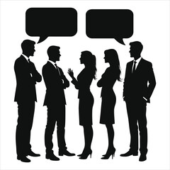 Vector Silhouette of four business professionals in conversation./ Vector Silhouette of four business professionals in conversation.