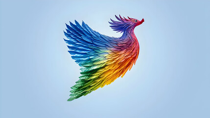 Obraz premium Colorful Rainbow Pixel Bird In Flight