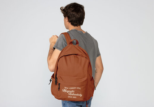 Stylish Backpack Held by anonymous man