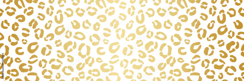 Aufkleber gold gradient and white animal print vector banner, gradient retro cheetah or leopard print wide hor