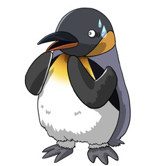 かわいい驚く皇帝ペンギンの手描きイラスト