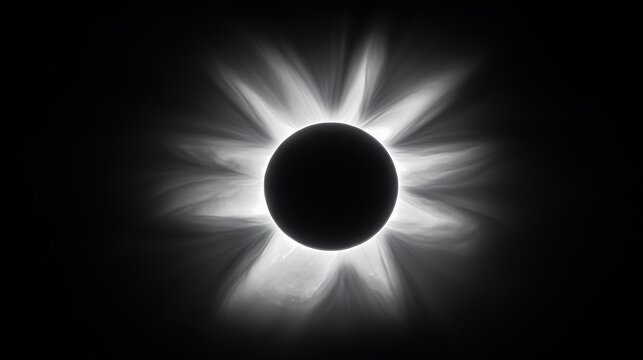A solar eclipse with the sun completely obscured by the moon.