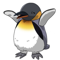 かわいい喜ぶ皇帝ペンギンの手描きイラスト