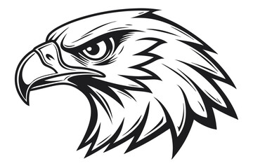 Striking Eagle Head Profile in Bold Black and White, Sharp Lines & Clean Edges