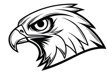 Bold Eagle Head in Profile, Sharp Lines, Black and White Icon, Minimalist Design