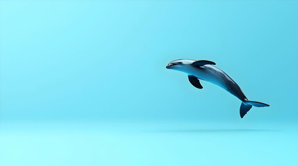 Obraz premium 3D Rendering Of A Dolphin Leaping Against A Light Blue Background