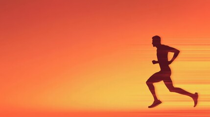 Silhouette of running athlete at sunset