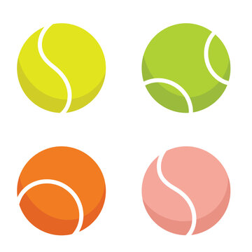 Set with tennis balls vector icons. Tennis balls yellow collection. Sport game.