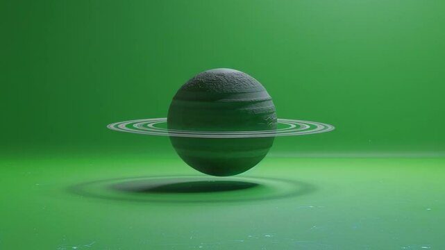 Planet's Tranquil Aura: An ethereal planet, adorned with delicate rings, floats serenely against a backdrop of vibrant verdant space. It's a visual ode to celestial beauty and cosmic mystery.