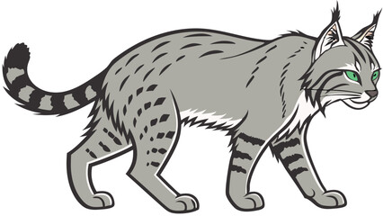 Obraz premium wildcat Line Drawing Isolated on White Background Vector