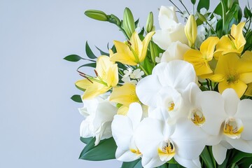 Obraz premium Vibrant bouquet of lilies and orchids.