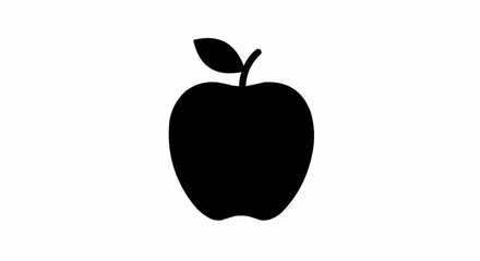 Apple Silhouette Flat 2D Icon on White Background
