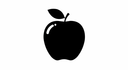 Apple Flat 2D Silhouette Icon White Background