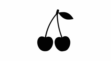 Cherry Black Vector Silhouette 2D Icon White Background