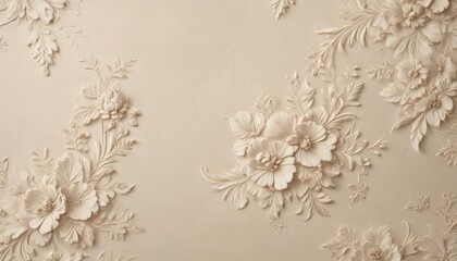 Cream textured background, featuring a sophisticated embossed floral pattern ,  style,  motif,  wedding