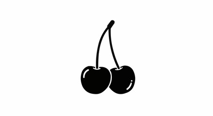 Cherry 2D Flat Black Vector Silhouette Icon