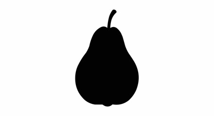 Pear Black Vector Silhouette 2D Icon White Background