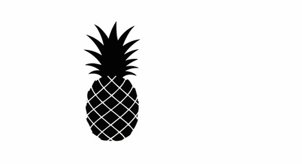 Pineapple 2D Flat Silhouette Icon on White Background