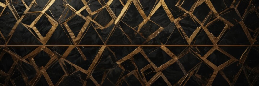 Black and gold geometric pattern, luxurious VIP invite backdrop, offer, card