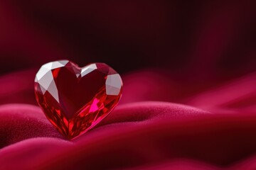 Red heart on velvet