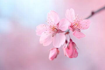 Pink cherry blossom bloom branch
