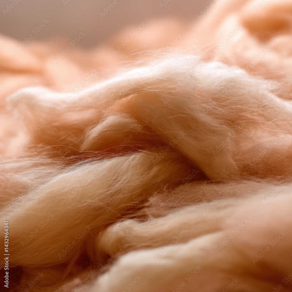 Poster abstract close up of soft peach colored merino wool fibers creating a warm and cozy texture perfect 