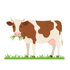 Cow vector illustration of deer in cartoon flat style. Male or female deer wild life animal isolated in white background. Cute different poses deer with long horns for logo, icon, infographic, symbol
