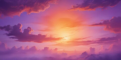 Dreamy sunset sky, vibrant orange and purple watercolor wash ,  atmosphere,  spectacular,  fantasy