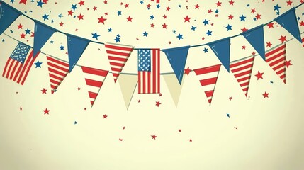 Obraz premium Flag Day Retro Background: Looking Back on Old Times, Recreating the Nostalgic Sentiment and Timeless Charm of Flag Day with Classic Elements