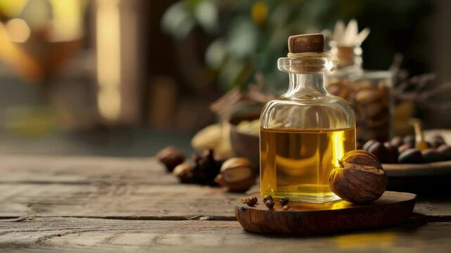 Shea essential oil. Selective focus