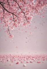 Floating pink sakura petals, soft pastel hues ,  soft,  pastel