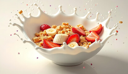 Healthy and Delicious Yogurt Breakfast Bowl with Fresh Strawberries and Granola