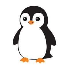 Vector of illustration Cartoon cute Penguin side view on white