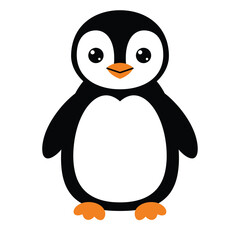 Vector of illustration Cartoon cute Penguin side view on white
