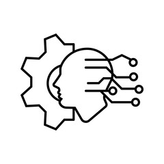 Artificial Intelligence. Smart hardware.Vector linear icon isolated on white background.