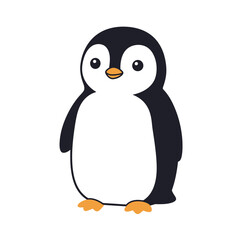 Vector of illustration Cartoon cute Penguin side view on white