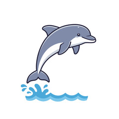 Vector of cartoon dolphin illustration on white