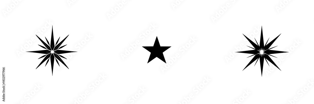 Poster black star and icon design featuring distinct shapes creating a unique visual presentation