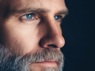 Obraz premium Man with blue eyes looks thoughtful