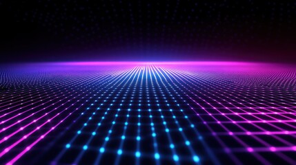 Obraz premium Futuristic digital grid network with vibrant neon lights