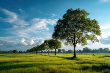 Obraz premium Trees in a Green Field Landscape