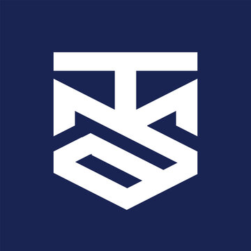this is a flat logo design of initial letters TMA in a shield shape in white color that looks clean on a blue background