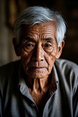 Obraz premium arafed old man with gray hair and a gray shirt